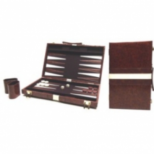 Backgammon, brown/ white stitched,  46 x 60 cm