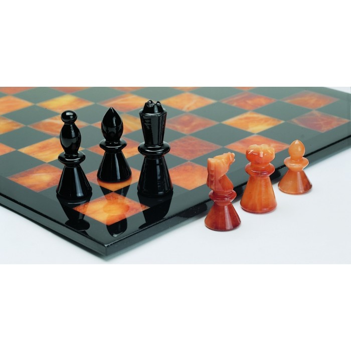Chess set alabast brown/black