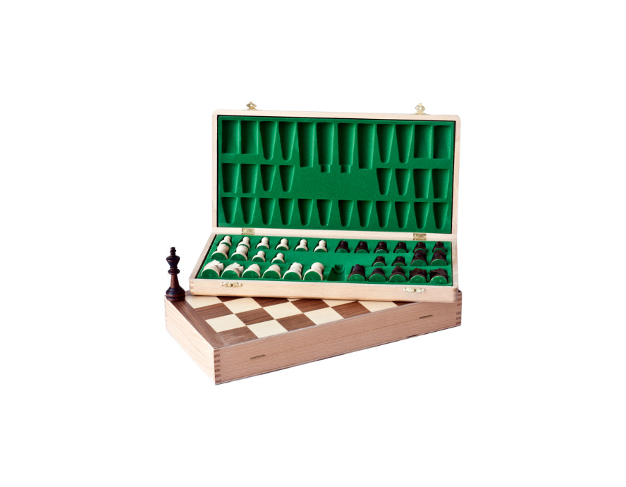 Walnut Wooden Chess Set, inlaid Small