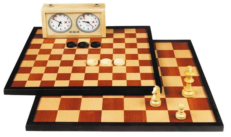 Chess checkers board with high border inlaid