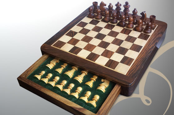 Chess set magnetic with drawer 30x30 cm