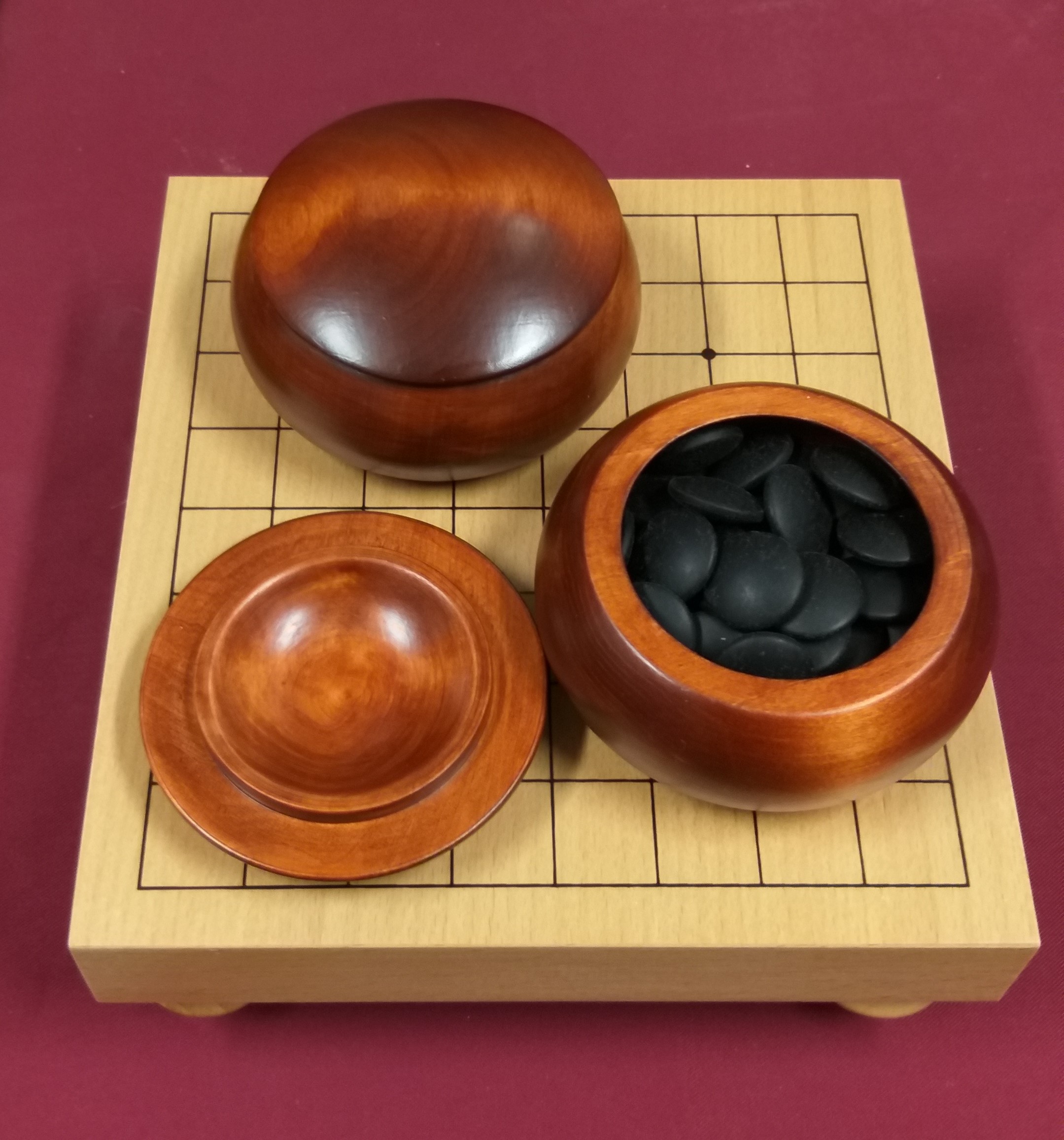 Goban 9x9 with dark bowls