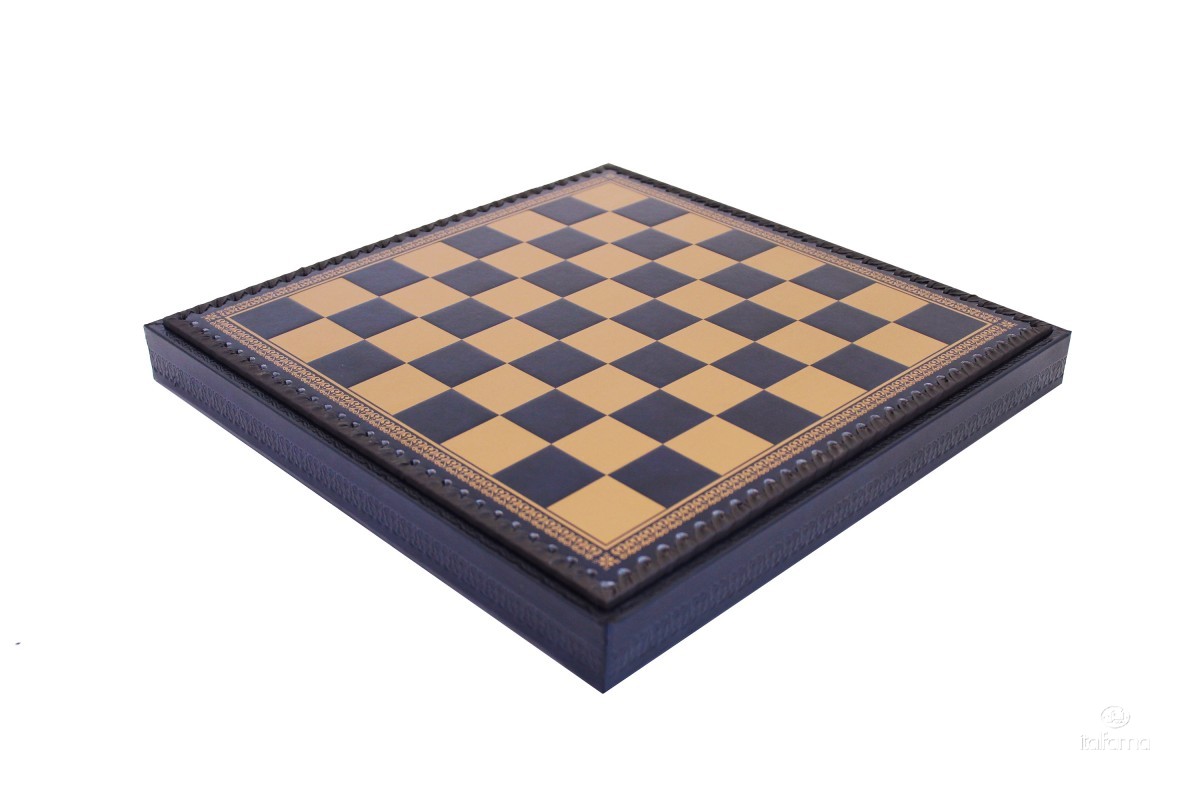 Salpa leren schaakcassette - blauw/goud