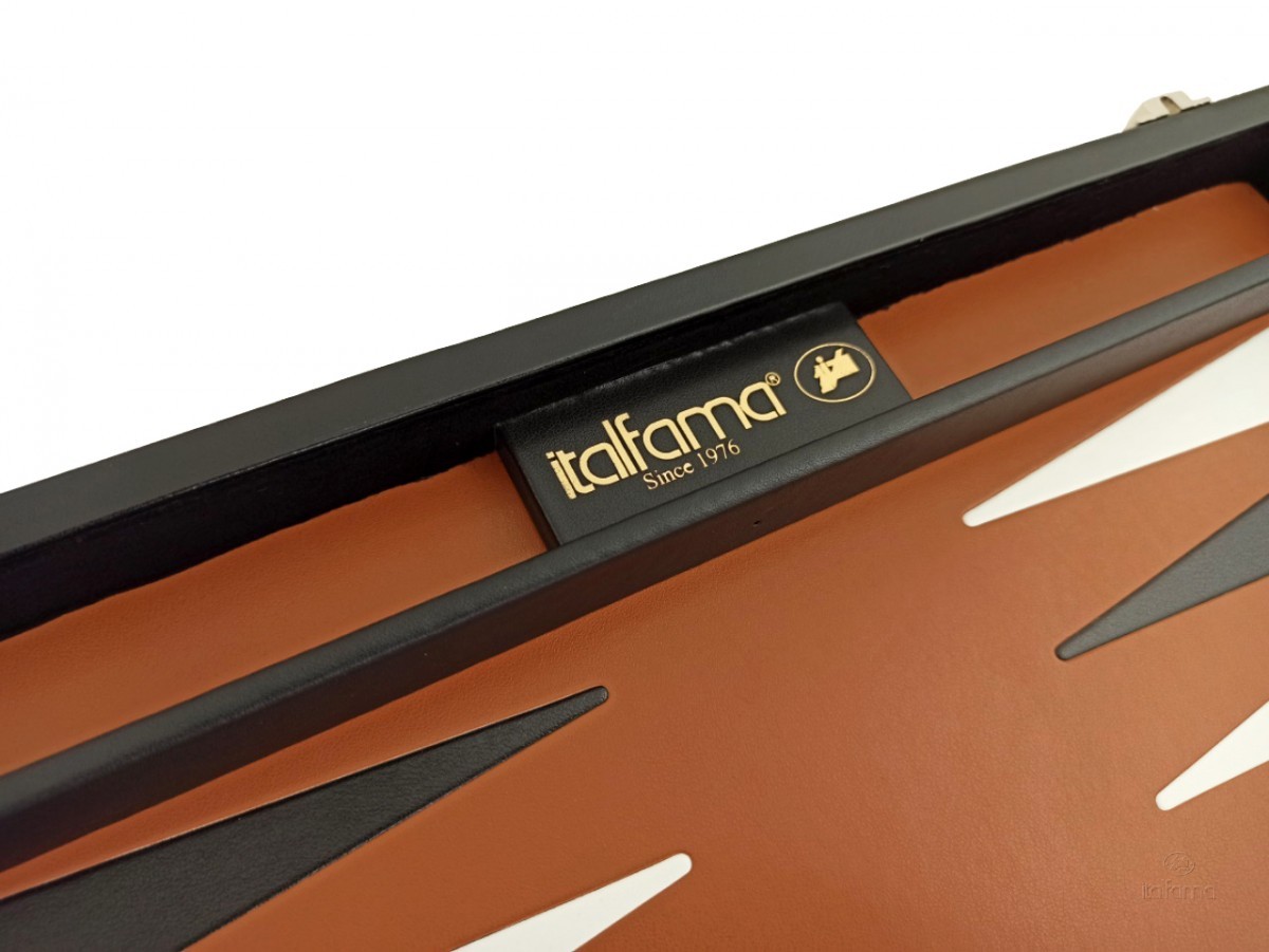 Leatherette backgammon zwart - Italfama