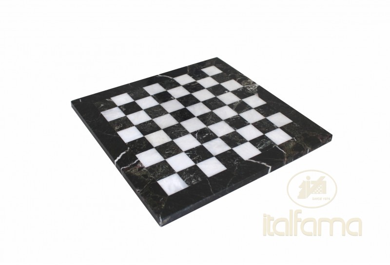 Chess set black/ white marble in case