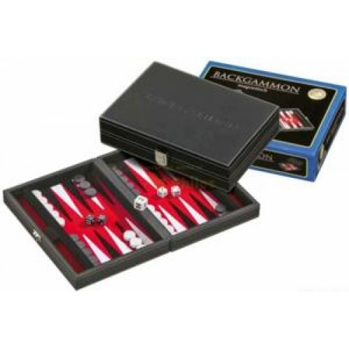 Backgammon, magnetic, velt, red/white