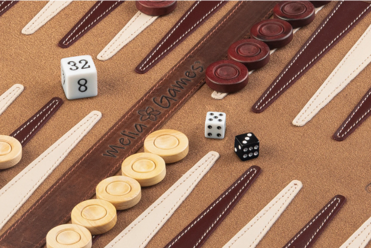 Leren oprolbare reisbackgammon - Melia Games