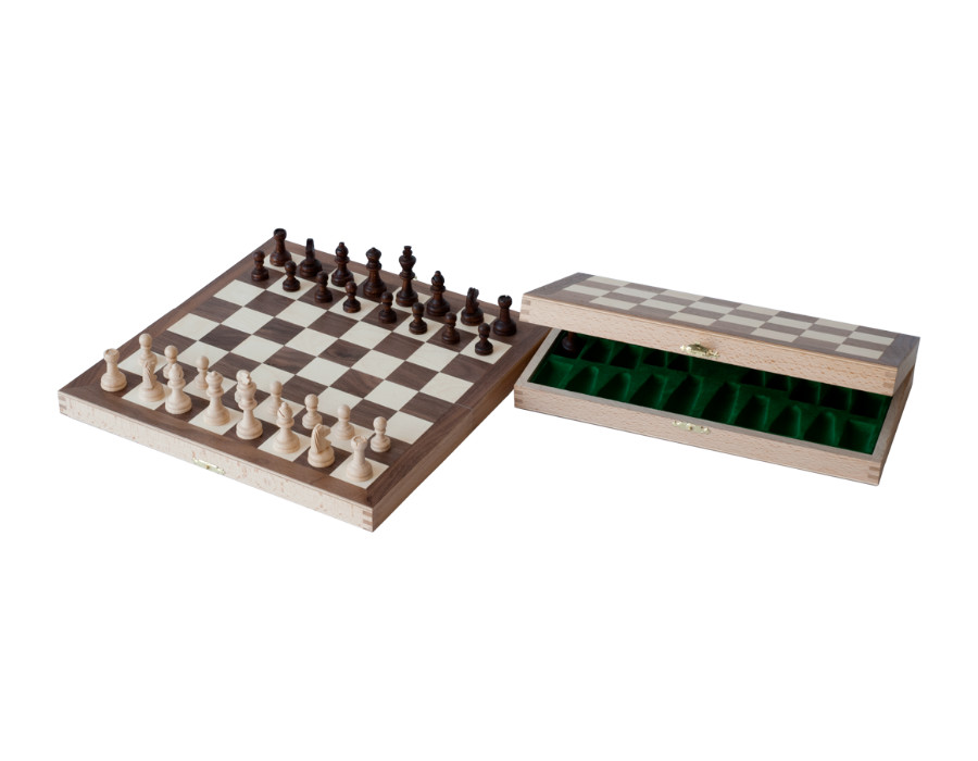 Walnut Wooden Chess Set, inlaid (Small)