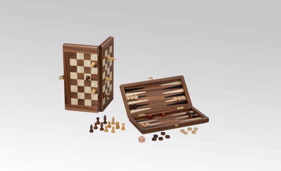 Luxur Magnetic Chess / Backgammon set (Bruin)