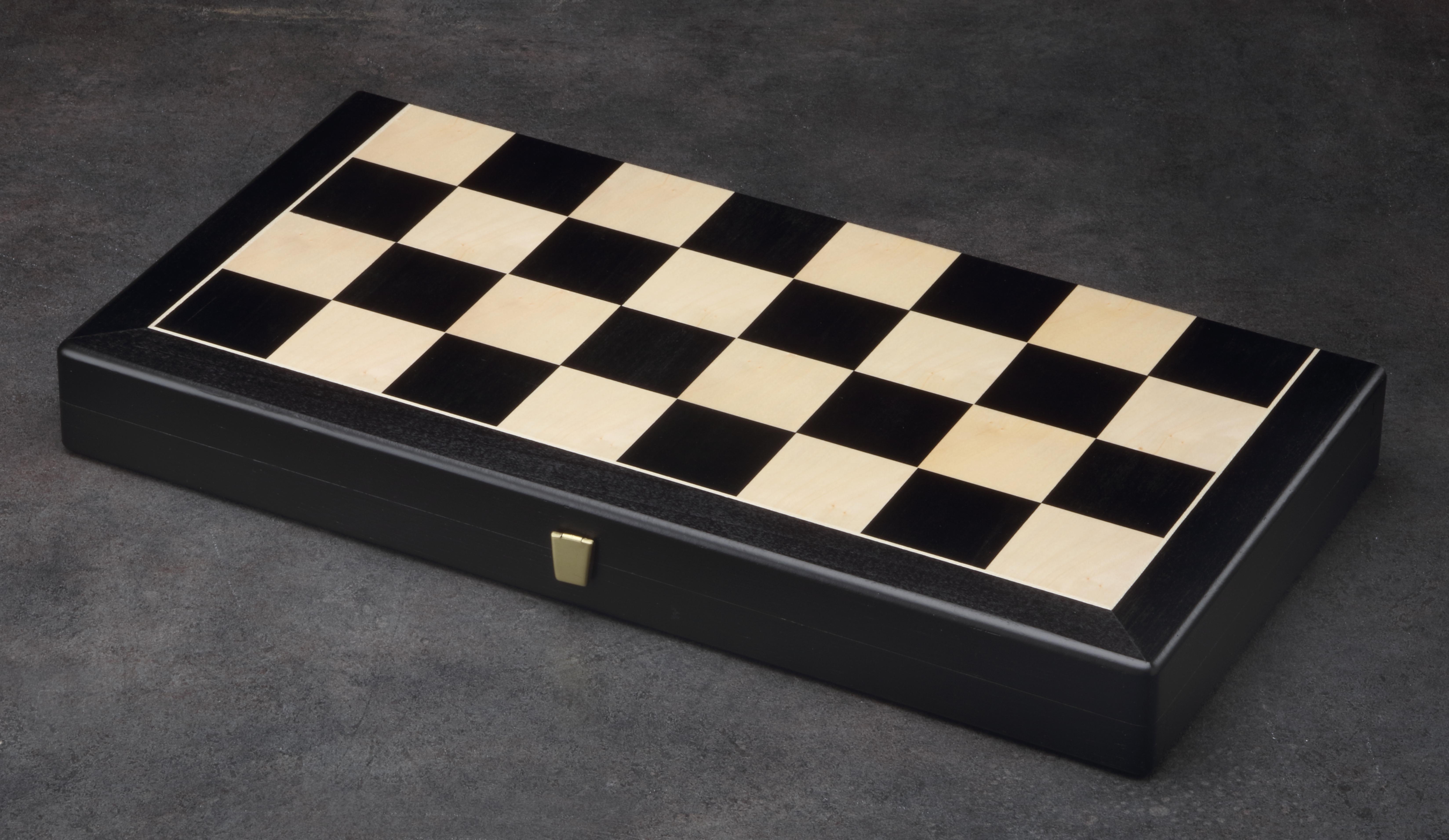 Luxe schaakcassette Ahorn en Zwarte Elsbes - 40 mm