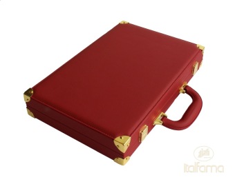 Deluxe Red and Black Leatherette Backgammon Set - Medium