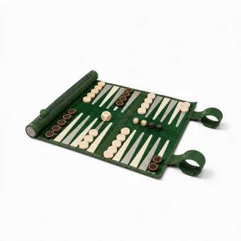 Leren oprolbare reisbackgammon Grand Dame - Melia Games