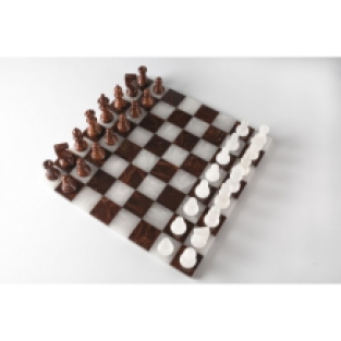 Alabaster Chess set brown/white ( without border)
