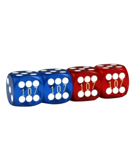 Precision dice 16 mm - set van 4 (Blauw/Rood)