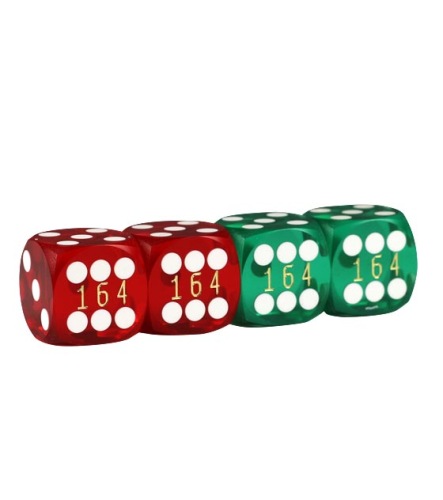 Precision dice 16 mm - set van 4 (Groen/Rood)