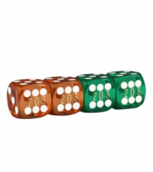 Precision dice 16 mm - set of 4 (Green/Orange)