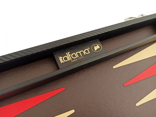 Leatherette backgammon zwart/rood/beige - Italfama