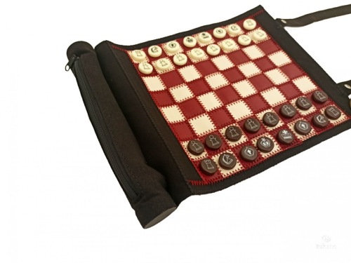 Leather backgammon, chess and checkers set - Brown or Black - Italfama