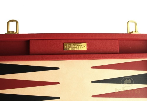 Deluxe Red and Black Leatherette Backgammon Set - Medium