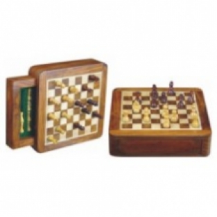 Chess set magnetic with drawer 19x19cm