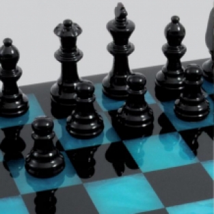 Chess set alabaster blue and black