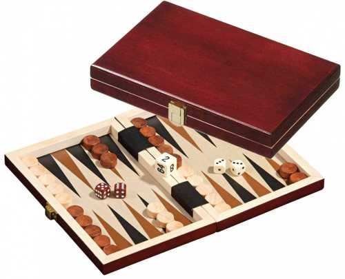 Backgammon mini dark brown, 19,5 cm