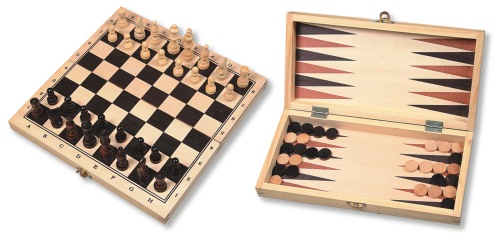 Schaak en backgammon cassette bedrukt