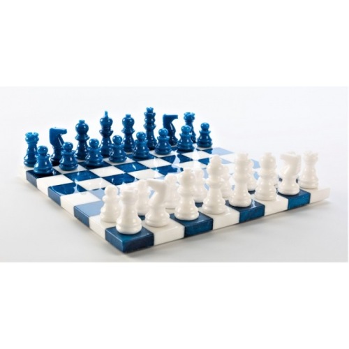 Alabaster Chess set blue/white