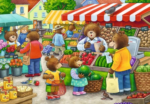 Puzzle shopping bears 3+