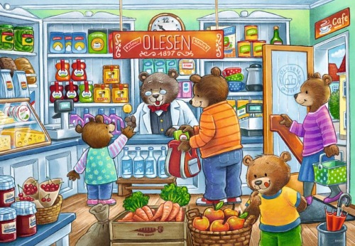 Puzzle shopping bears 3+