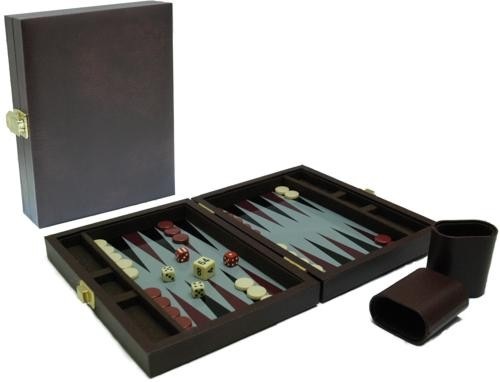 Backgammon, bruin vinyl, magnetisch