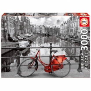 Amsterdam puzzel 3000 stukjes (Rode fiets)