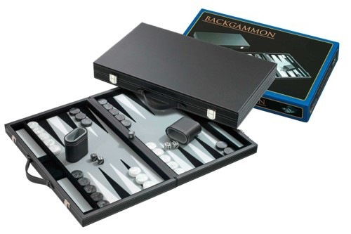 Backgammon vinyl, grey/ white inlayed, 46x60 cm