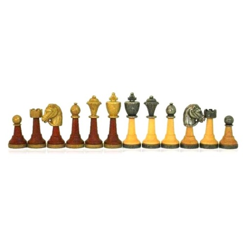 Luxury wooden chesspieces with metal cast finish