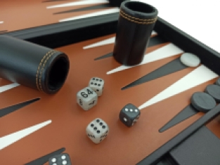 Leatherette backgammon zwart - Italfama