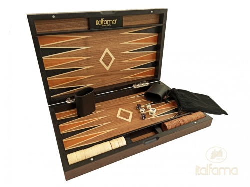 Leatherette backgammon bruin - Italfama