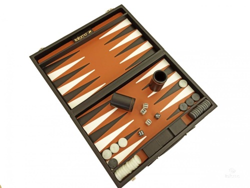 Leatherette backgammon zwart - Italfama