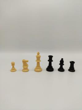 S1 Kunststof schaakstukken Zwart/Creme Staunton maat 3