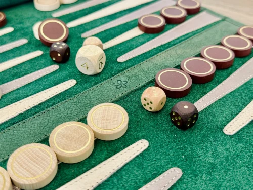 Leren oprolbare reisbackgammon Grand Dame - Melia Games