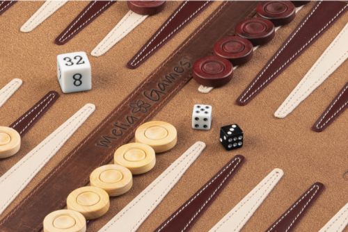 Leather rollable travel backgammon - Melia Games