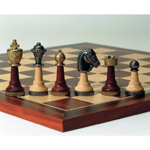 Luxury wooden chesspieces with metal cast finish