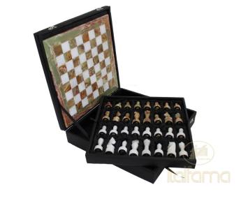 Chess set onyx and marble in case