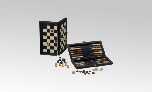 Luxe Magnetisch Schaak / Backgammon cassette (Zwart)