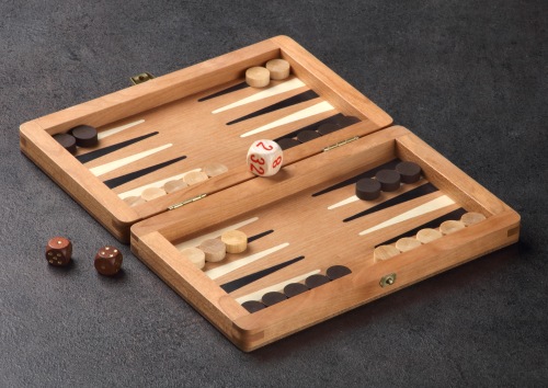 Backgammon, reiscassette, Kersenhout