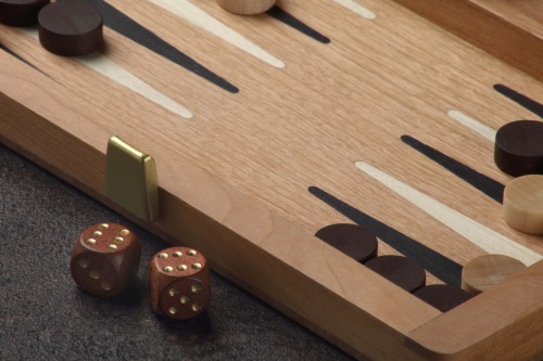 Backgammon, reiscassette, Kersenhout