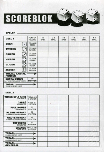 Yahtzee scoreblock